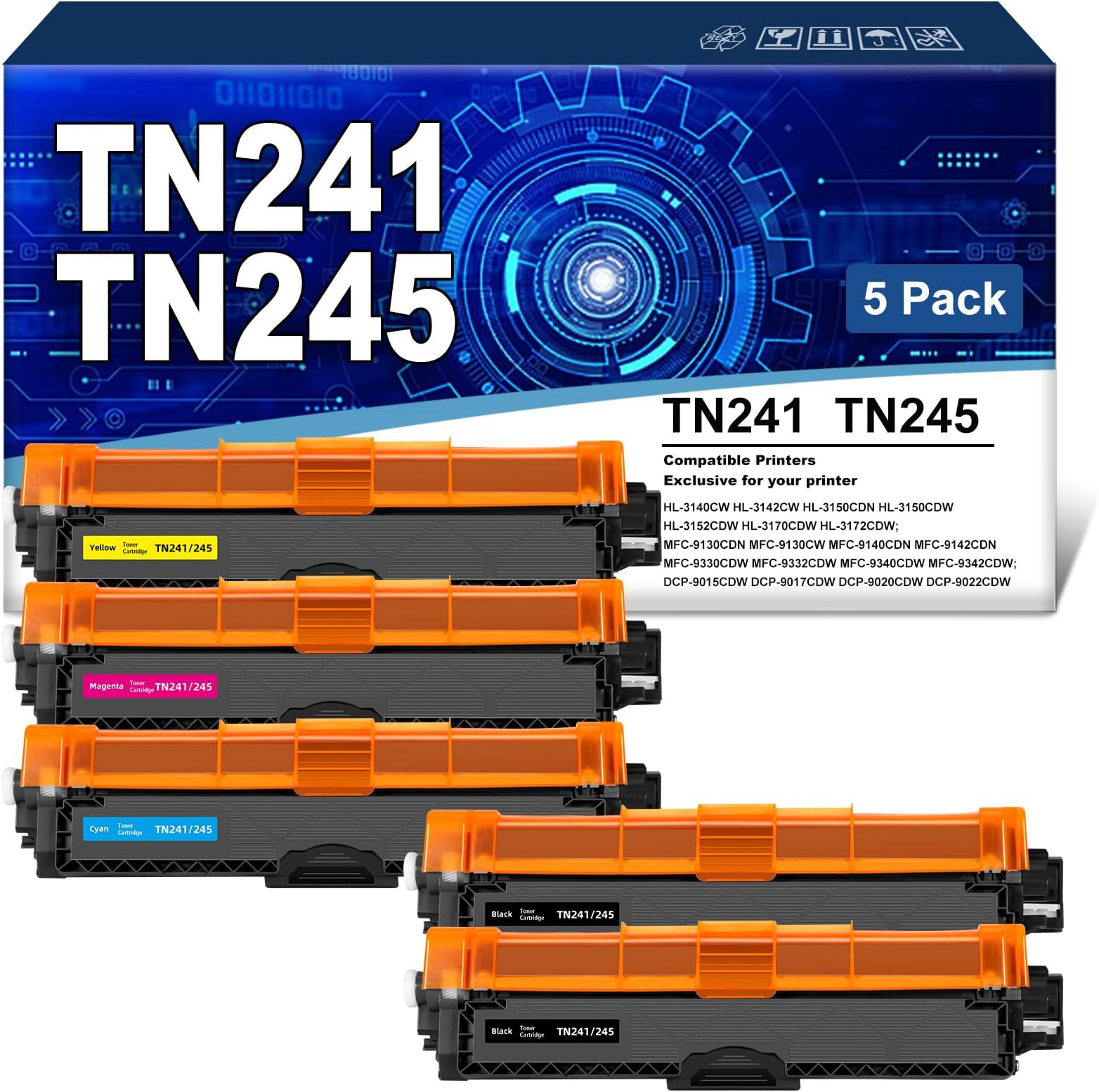 Toners TONER EXPERTE® Compatible TN-241BK TN241 Noir Cartouche de Toner pour Brother DCP-9015CDW