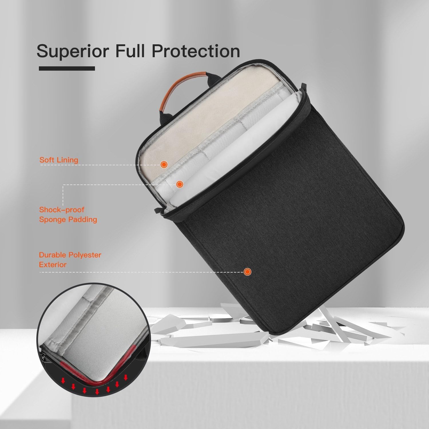 13-14 inch Laptop Carrying Case Bag for MacBook Pro 14 inch M5 M4 M3 A3434 A3112 A3401, MacBook Air 13 M4 M3 A3420 A3113, Water-Resitant Laptop Sleeve with Accessory Pocket, Space Grey - Image 6