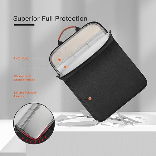 Vista 29 de Funda de transporte para iPad de 13 pulgadas para iPad Pro M5 y Air M2/M3 2025, iPad Pro 12.9, 13.8" Surface Laptop 7th, funda acolchada para Negro