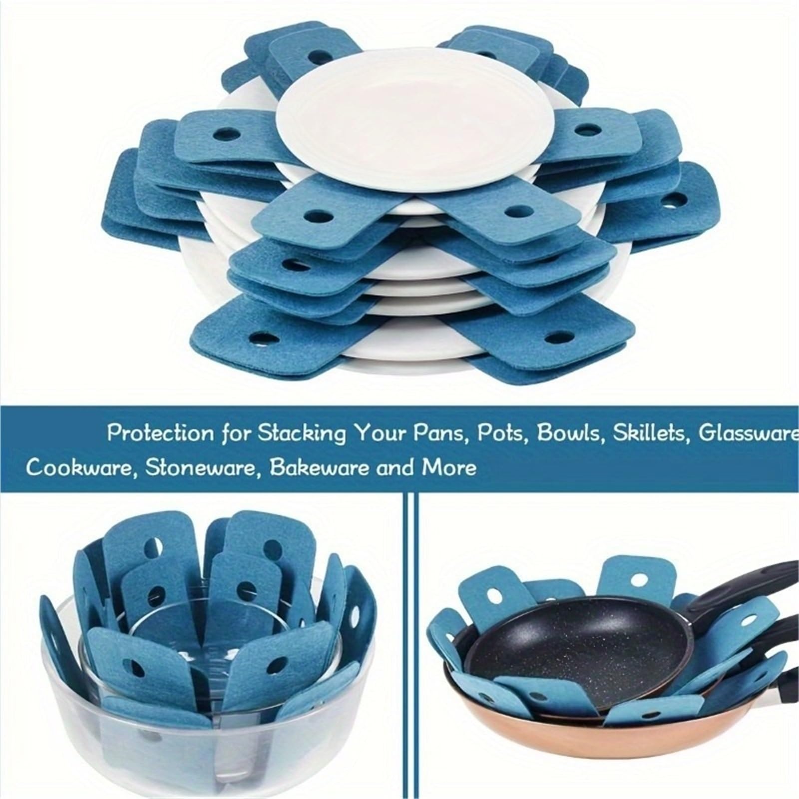 24 Uds Protectores de ollas y sartenes, divisores Utensilios Cocina 4 tamaños Diferentes, Almohadillas separadoras apilables, for Proteger S per Pentole