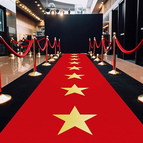 Miniatura 6 de Shappy Alfombra de pasillo para fiesta, antideslizante, color rojo, alfombra de pasillo con cinta de alfombra de 2.16 ozm, 20 piezas con recortes de