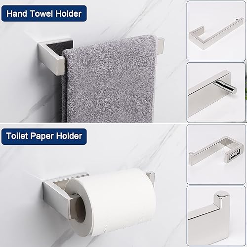 Miniatura 4 de NearMoon Juego de 4 accesorios de baño de acero inoxidable 304 - Toallero de 24 pulgadas + soporte para toallas de mano + soporte para papel