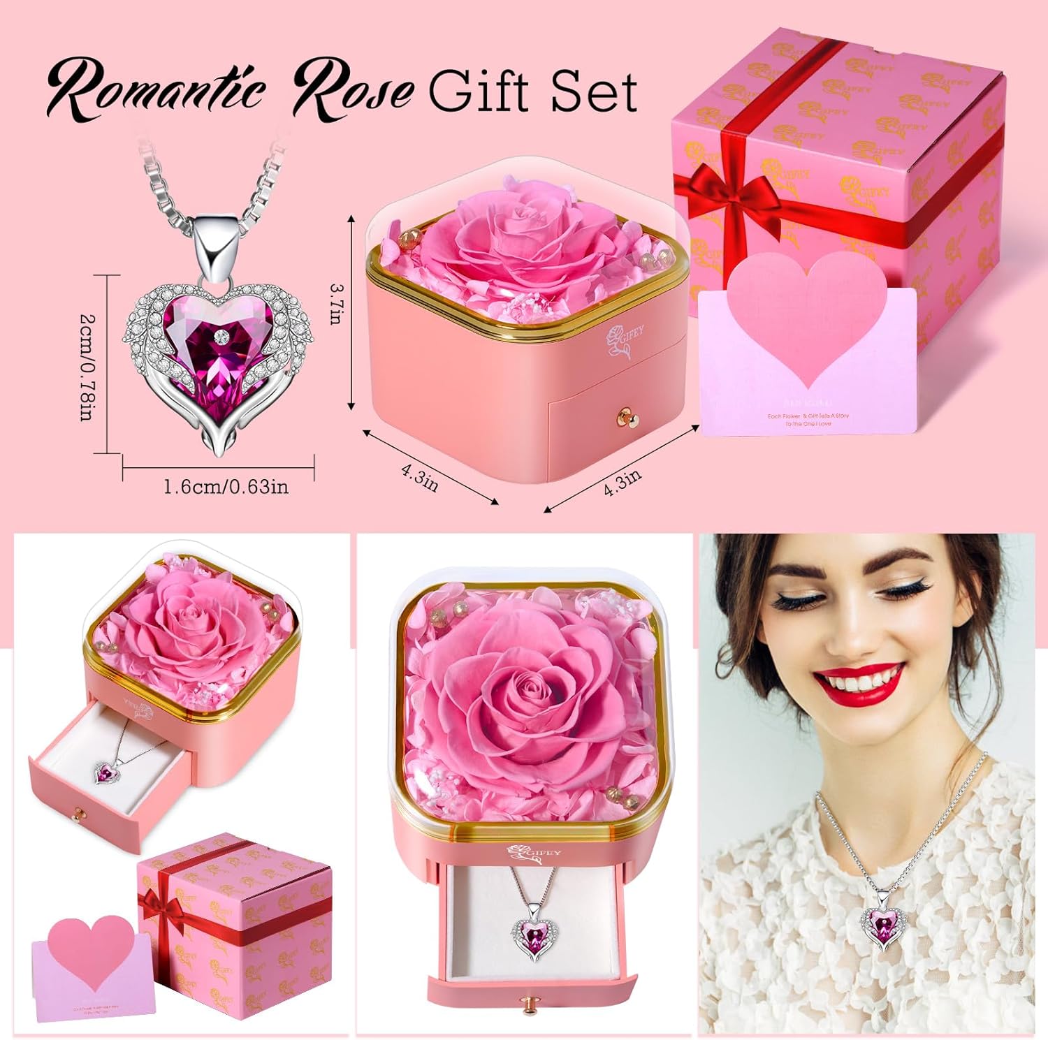 Valentines Day Gifts for Her - Preserved Real Blue Rose with Heart Necklace, Forever Flowers Gifts for Mom Grandma Wife Girlfriend at Christmas, Valentines, Mothers Day, Anniversary or Birthday Gifts for Women to Send Love - Image 7