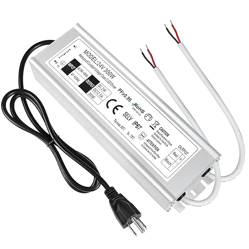 Miniatura 57 de LightningWill transformador impulsor de fuente de poder LED, impermeable, IP67, 110V CA a 12V DC con enchufe de 3 clavijas para uso externo