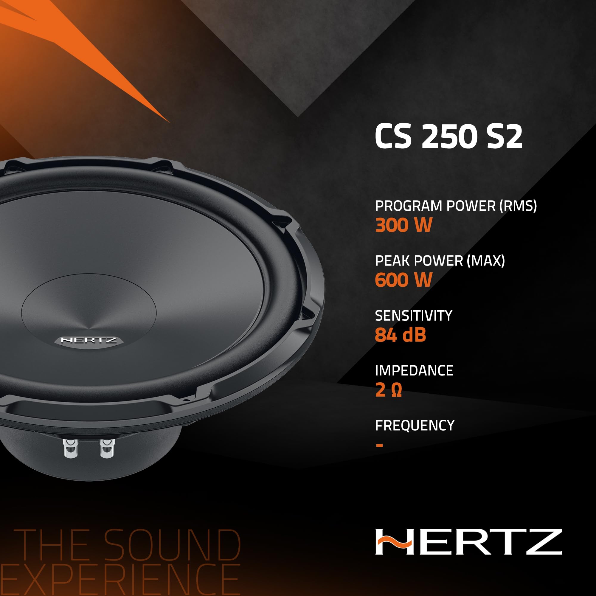 Hertz CS 250 S2 – Subwoofer per auto da 250mm 2 Ohm, 600W, Potenza e precisione per bassi profondi e definiti