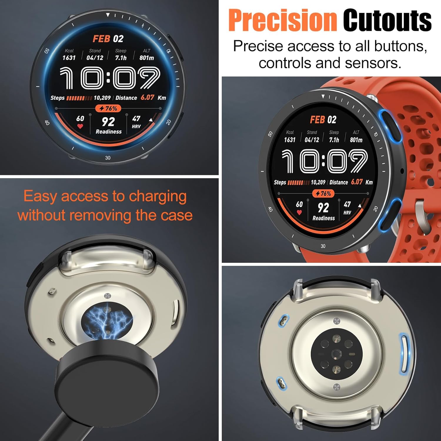 BEARDDO Metal Case for Amazfit Active 2 Smartwatch 44mm, 2 in 1 Stainless Steel Bezel & TPU Back Cover with Cleaning Cloth Accessories,Rugged Shockproof Protector for Active 2 Round Men Women Black - Image 6