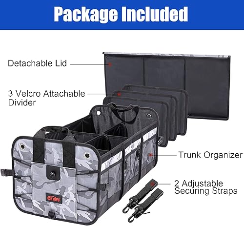 Miniatura 8 de CZC AUTO - Organizador para maletero de automóvil, organizador plegable antideslizante con 6 compartimientos, para automóvil, SUV, camión (camuflado)