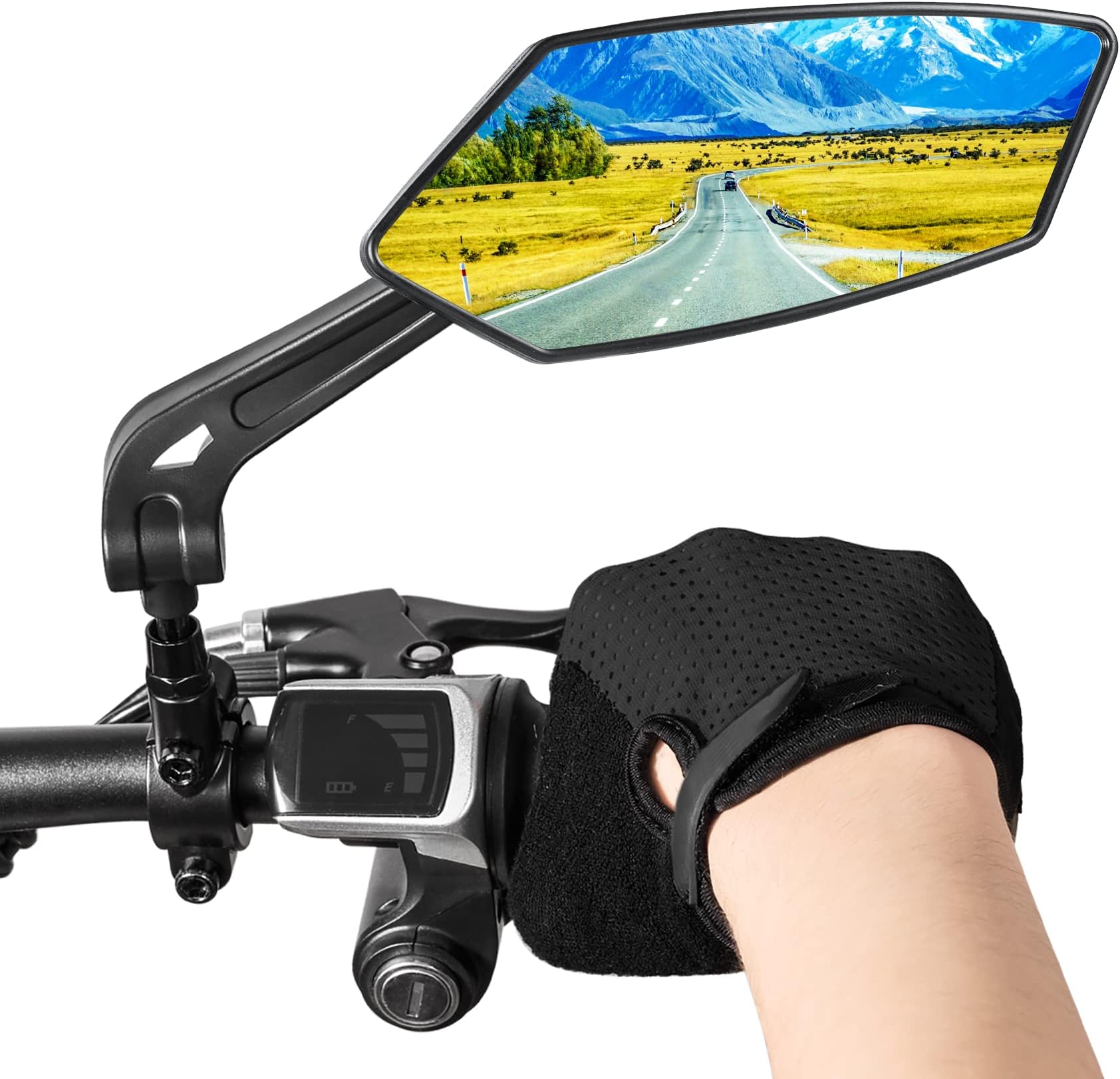 MAGICYCLE Bike Mirror Right, Bike Mirrors Handlebar Rear view Mirror, 360 Degree Adjustable Rotatable Bicycle Mirrors for Handlebars, Safe Wide Angle HD Glass Bike Side Mirrors, E-Bike Mirrors