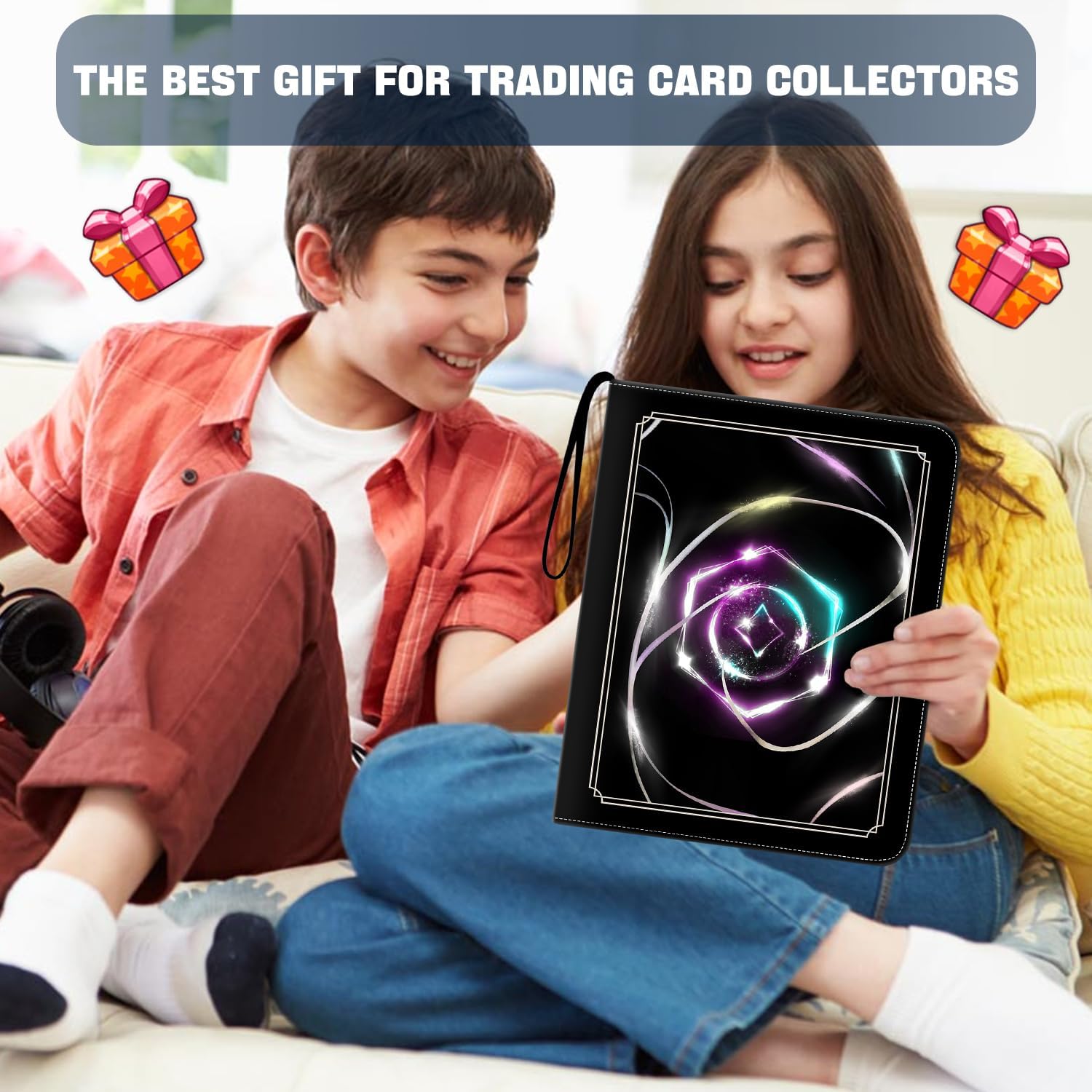 Card Binder for Lorcana Cards, Premium 9 Pocket Trading Card Album Fits 900 Cards with 50 Removable Sleeves Compatible with TCG, MTG, Sports, Game Trading Cards (Black)