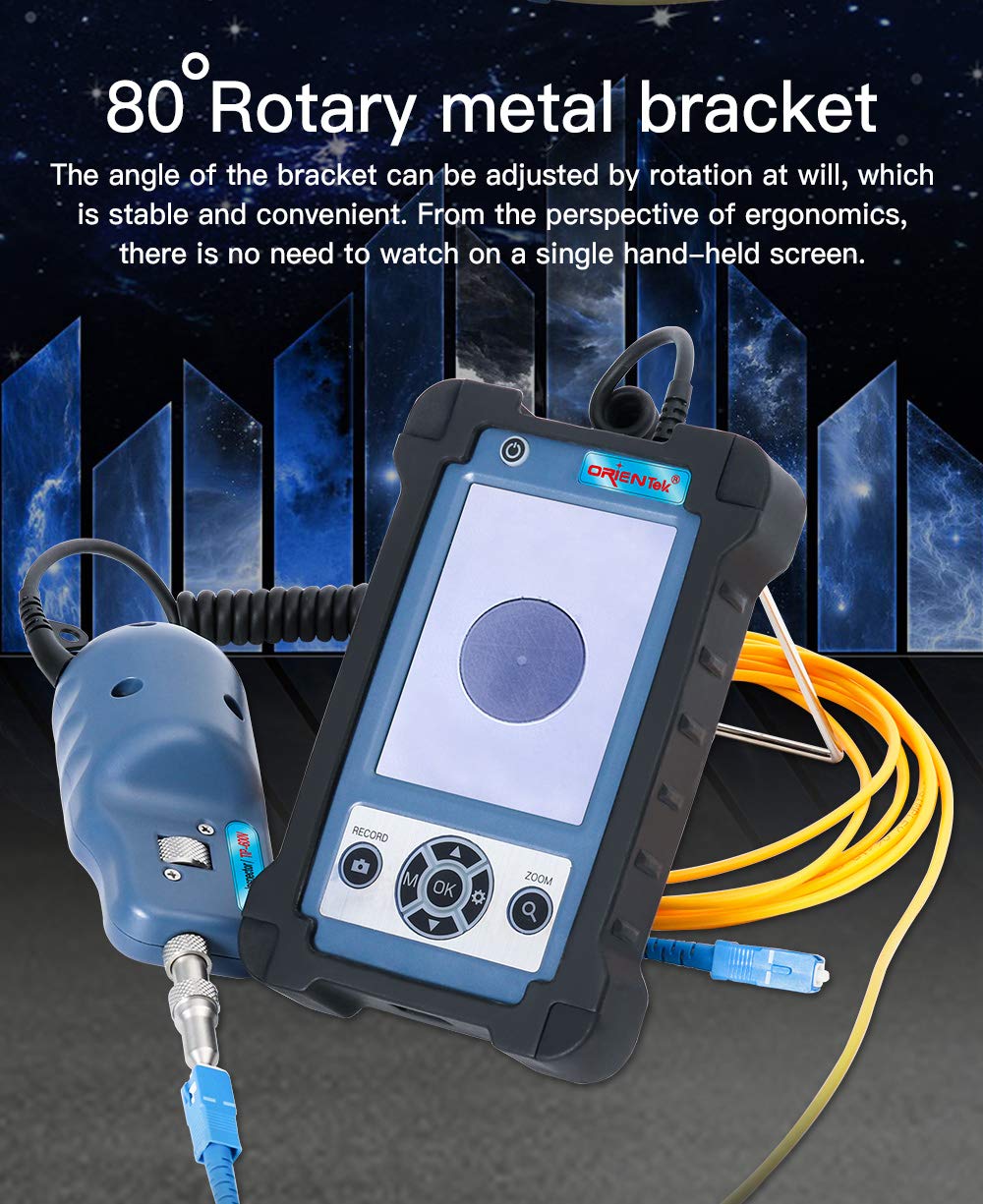 ORIENTEK TIP-600V Fiber Optic Inspection Probe with 400X Microscope Fiber Tester Display Fiber Optic Inspector Fiber Cleaning LC, SC, 1.25mm and 2.5mm FedEx DHL UPS
