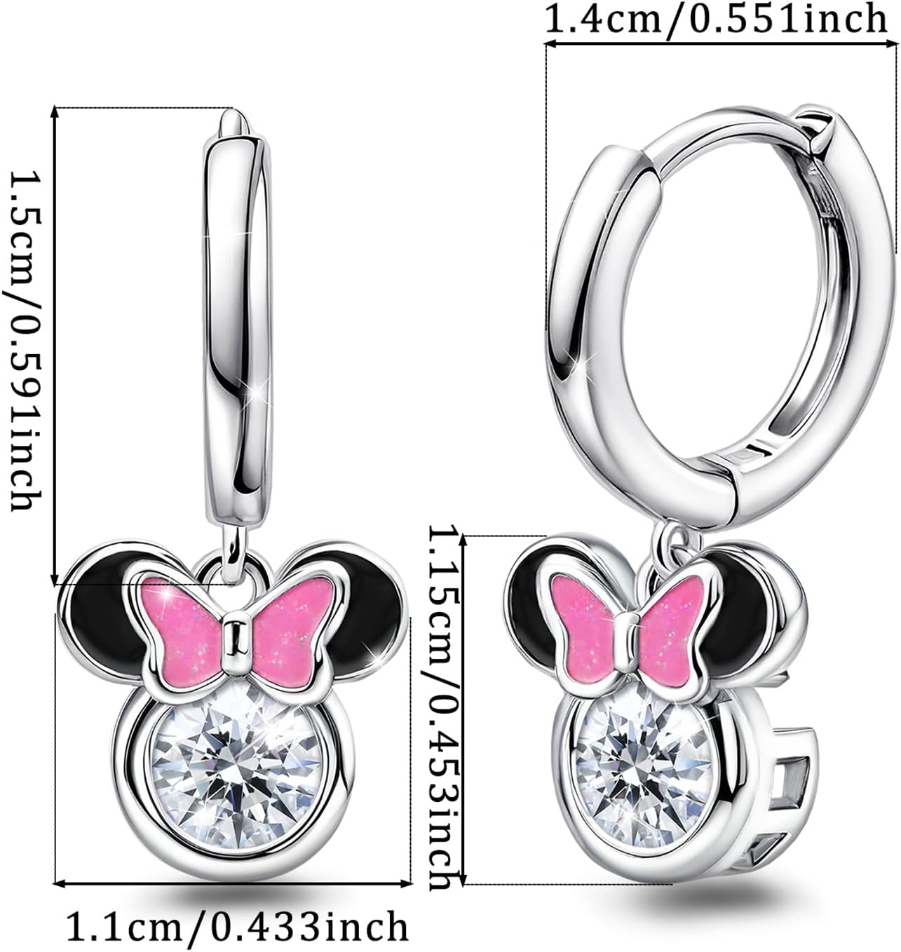 Sterling Silver Trendy Mouse Earrings for Women Dainty Huggie Hoop Dangle Earring Hypoallergenic Jewelry Birthday Gift for Women - Image 3