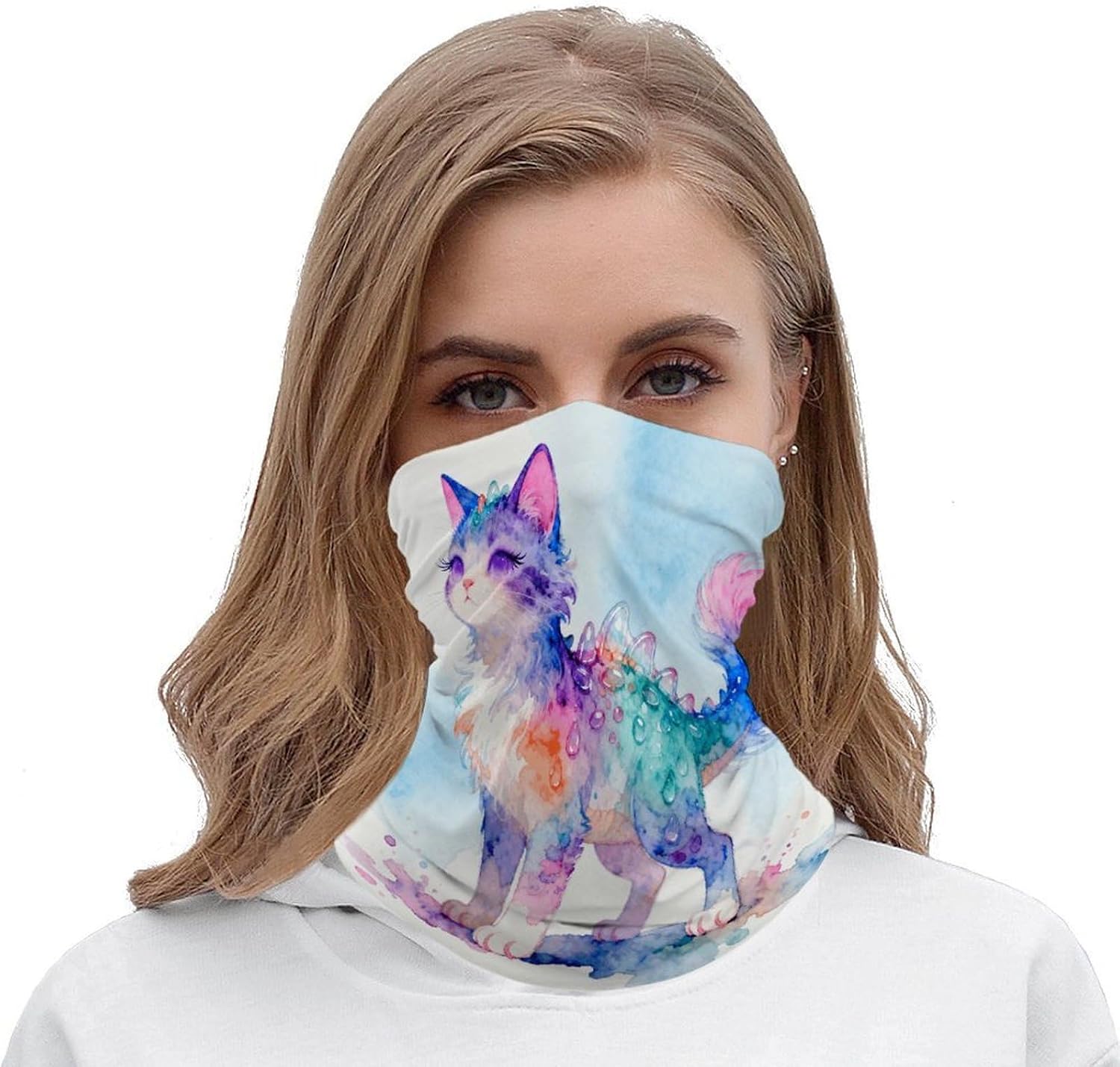 Rainbow Crystal Phantom Cat Bandana Soft Neck Breathable Headband Uv Protection Neck Gaiter Reversible Scarf Gaiter Double-Sided Head Scarf Multipurpose Headwear For Outdoor Running Hiking