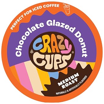Crazy Cups Flavored Coffee Pods, Chocolate Glazed Donut, Flavored SIngle Serve Coffee Capsules for all Keurig K Cups Coffee Makers, 22 Count Pack of 1