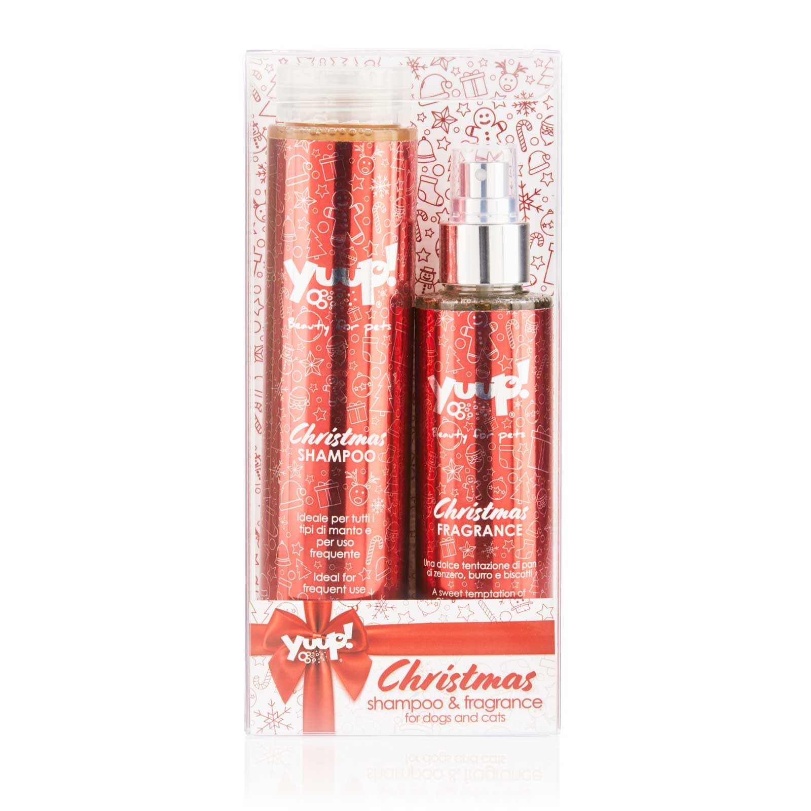 YUUP! - CHRISTMAS DUO | Shampoo e Fragranza natalizia al profumo di Pan di Zenzero, Burro e Biscotti, kit per cani e gatti