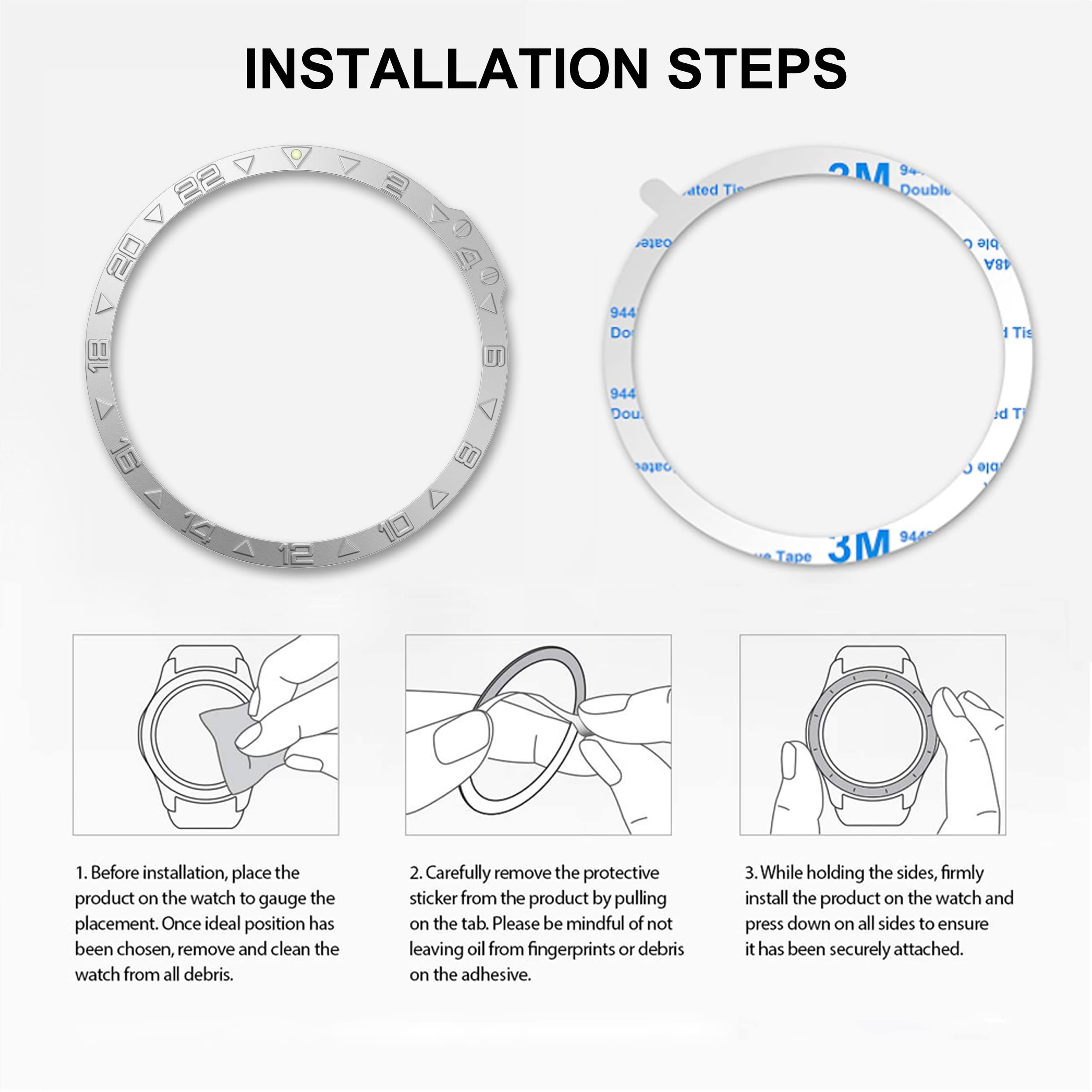 Lünettenring Kompatibel mit Garmin Fenix 7 Saphir Solar/Fenix 7 Solar, Edelstahl Lünette Ring Adhesive Cover Anti-Kratz- & Kollisionsschutz für Garmin Fenix 7 Serie, Silber