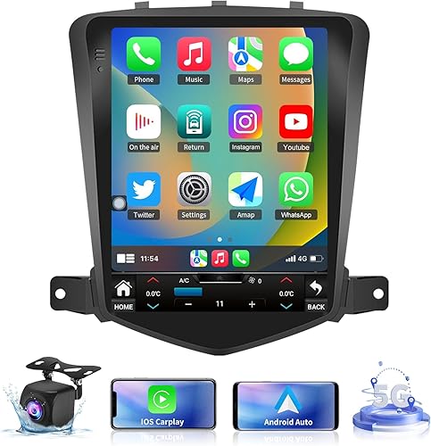 5GWiFi - Radio estéreo de coche para Chevrolet Chevy Cruze 2009-2015 2016 Limited - Carplay inalámbrico y navegación GPS automática Android -