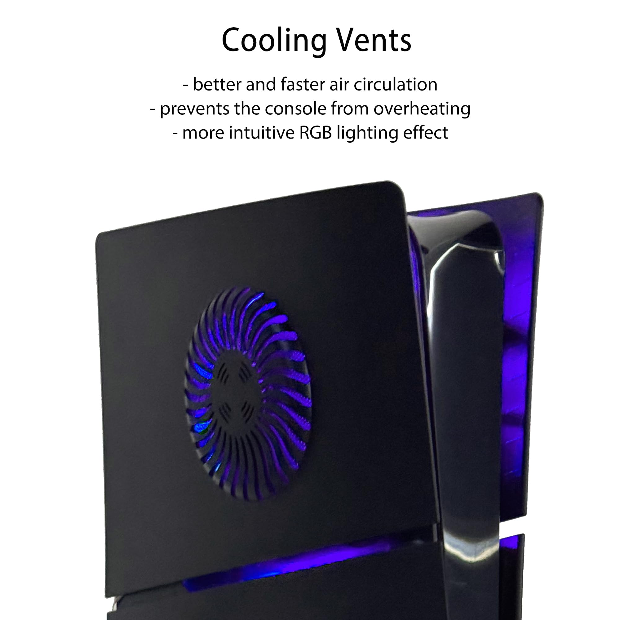 DOBEWINGDELOU 400+ - Juego de placas de cubierta para PS5 Slim Digital Edition con tira de luz RGB y filtro de polvo con rejilla de refrigeración DOBEWINGDELOU 400 + efectos LED