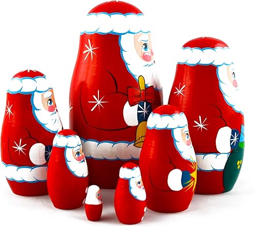 Miniatura 2 de MATRYOSHKA&HANDICRAFT Muñecas de Navidad de Papá Noel, 7 piezas, decoración de Navidad, regalos de muñeca
