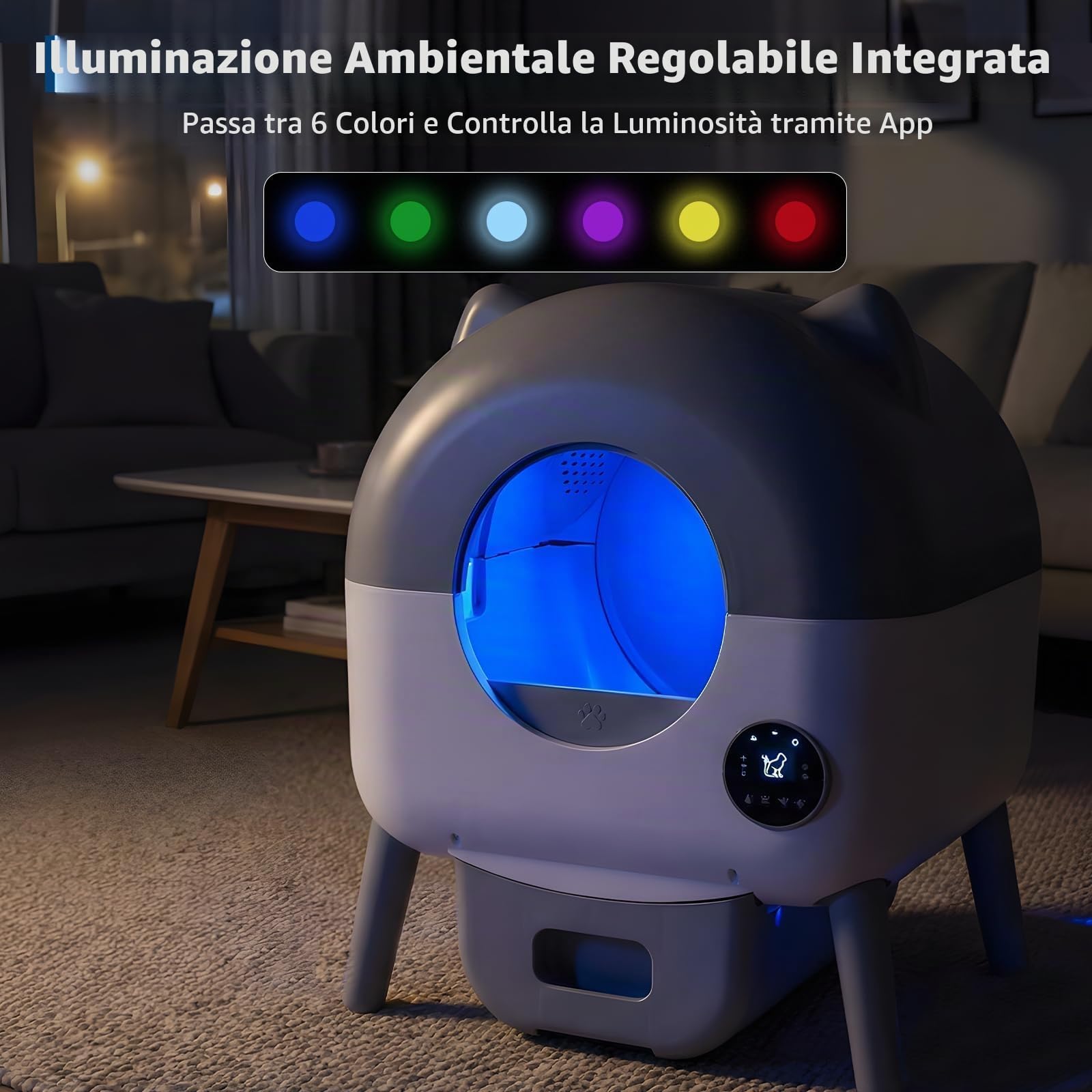 Lettiera Gatto Autopulente Con APP, Lettiera Automatica Per Gatti, Capacità Massima 79 L, Lettiera Con Triplo Sensore Di Sicurezza, Ampio Spazio,Adatta a Famiglie Con Più Gatti