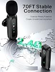 2026 Mise à jour Mini Microphone Lavalier sans fil avec LED Affichage, USB-C Clip-on Mic pour iPhone, iPad, Android, PC, Petit Lapel Mic pour l'enregistrement YouTube Vidéo Podcast Vlog, avec 4X pare-brise