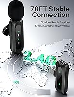 Vista 7 de Micrófono Lavalier inalámbrico para iPhone, iPad, USB-C, 2 micrófonos de solapa pequeña con adaptador, Bluetooth TikTok, micrófonos de redes