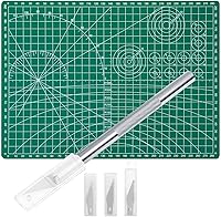 Vista 8 de Anezus Exacto - Cuchillo cortador de pasatiempos con alfombrilla de corte autocurable A4, juego de cuchillos de pasatiempos con 30 cuchillas Exacto