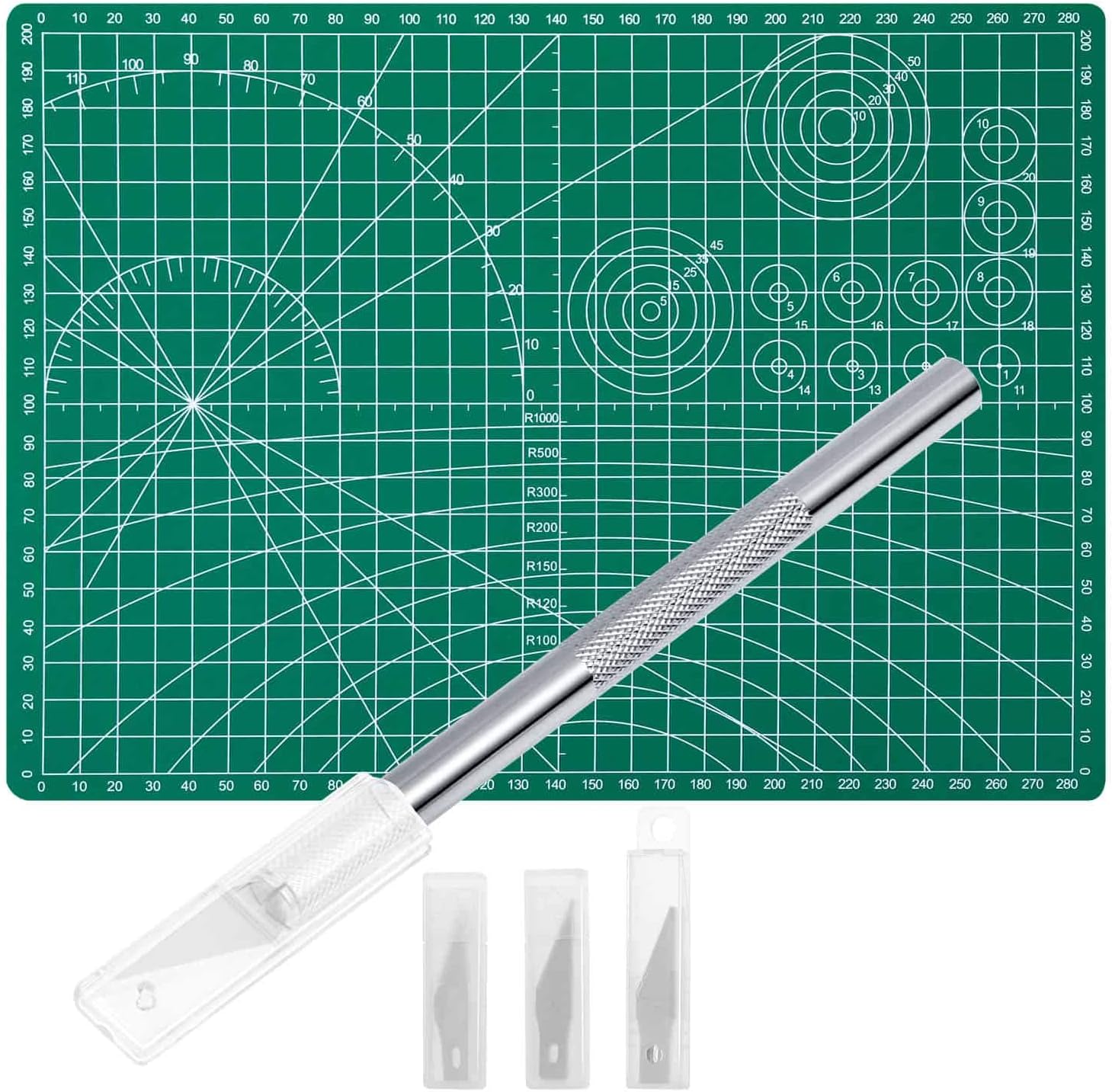 Anezus Craft Knife Precision Cutter and Self Healing Cutting Mat Set With 30 PCS Blades for Art, Hobby, Craft, Scrapbooking, Stencil