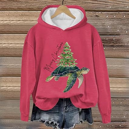 Sweat à Capuche De Noël Pour Femme – Imprimé Nœud – Pull De Fête Mignon Et Chaud