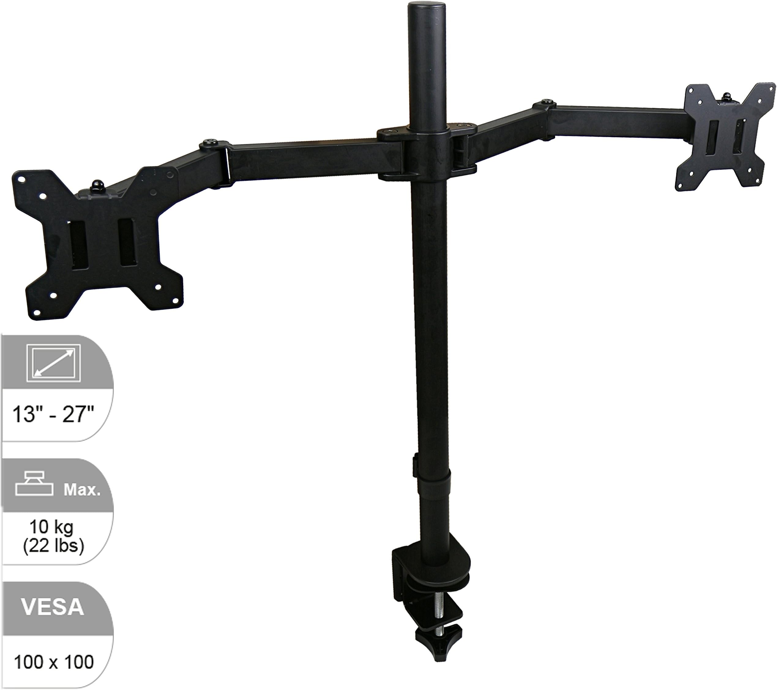Mitsuru Double Arm Desk Mount Bracket for LCD TV/Monitor Upto 27-Inch - Black