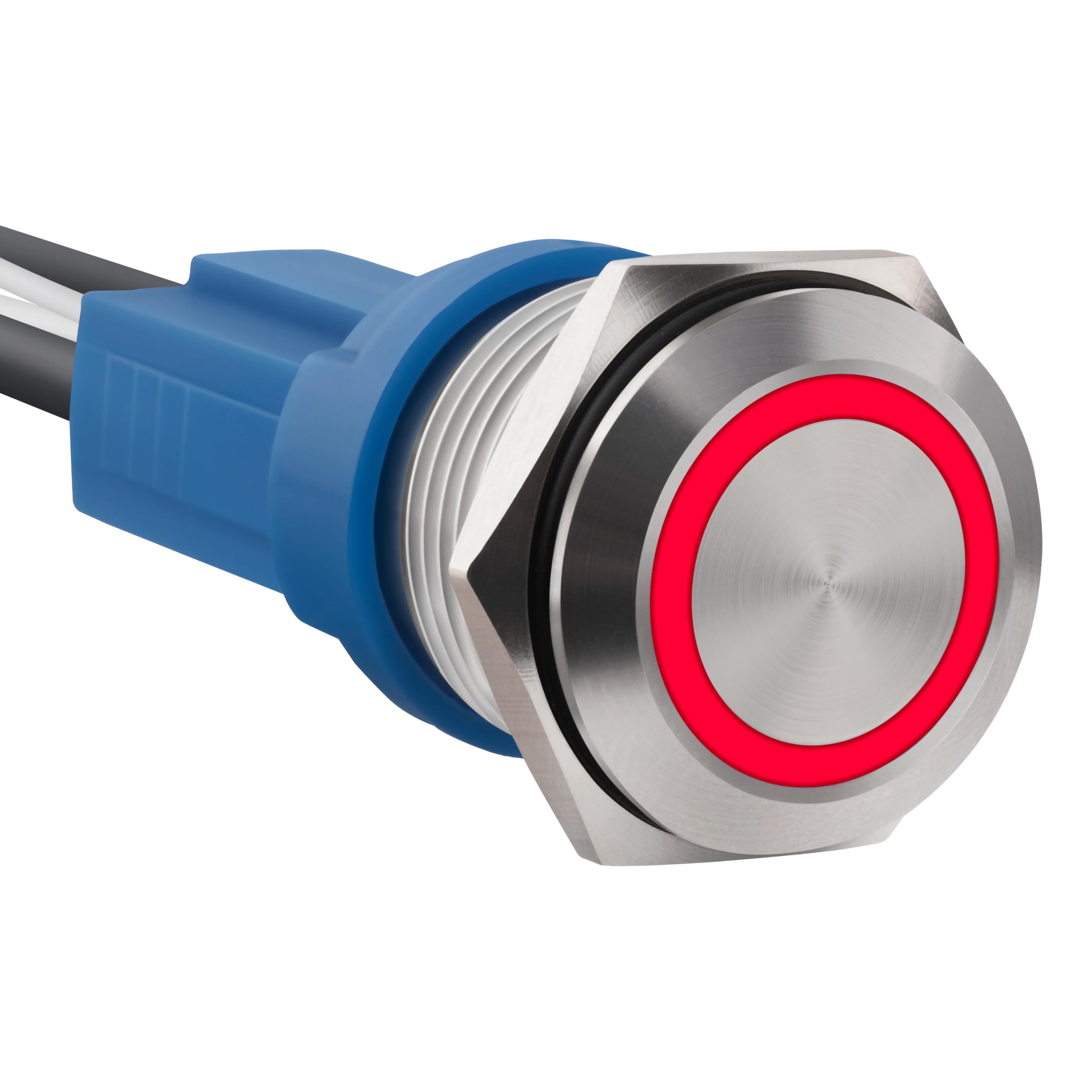 Ordentlich 16mm LED Momentary Push Button Switch 12-24V DC 20A 1NO On Off for 0.63" Mounting Hole with Wire Socket (1, Red, 16mm)