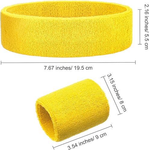 Miniatura 3 de Juego de 24 bandas de neón de los años 80, incluye 8 diademas deportivas y 16 pulseras elásticas para el sudor, bandas elásticas para el sudor de