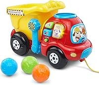 VTech Drop and Go Dump Truck Yellow - Interactive Learning Push Pull Toy for Toddlers, Teaches Numbers Colors Tools Ages 6-36 Months