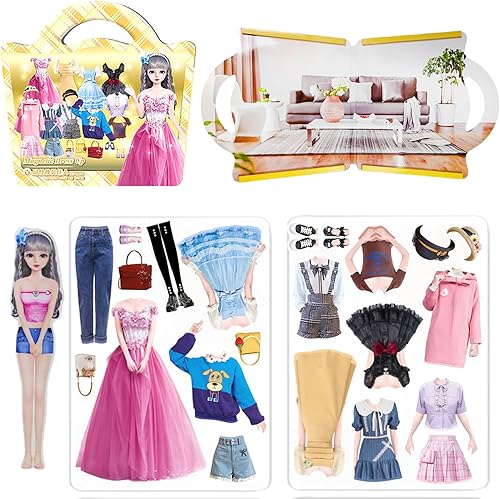 Muñeca de papel magnética de princesa para disfrazarse, juego de rompecabezas con imán para casa de muñecas, ropa para personas de más de 3 años,
