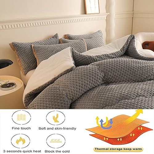 Miniatura 3 de Edredón de cachemira de cordero edredón individual doble, edredón de algodón para invierno, núcleo de terciopelo cálido de invierno, edredón de