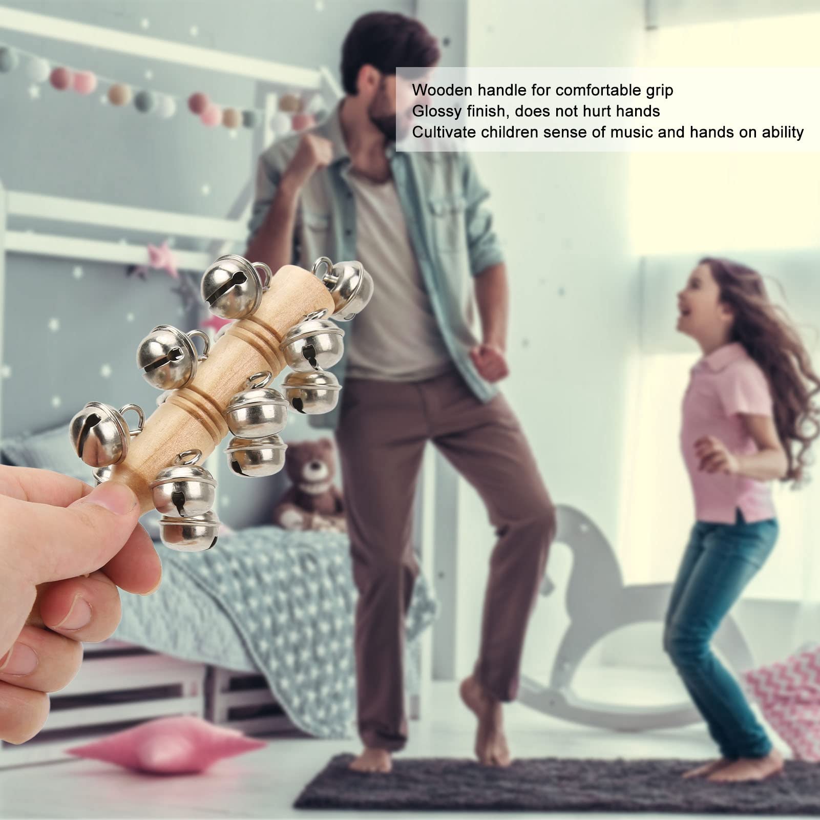 Zestaw perkusyjny dla dzieci Drewniane instrumenty muzyczne z grzechotką Dzwonek Kastaniety Knock Stick Młotek piaskowy dla dzieci Małe dzieci Rodzic Dziecko Czas Lite drewno Metal