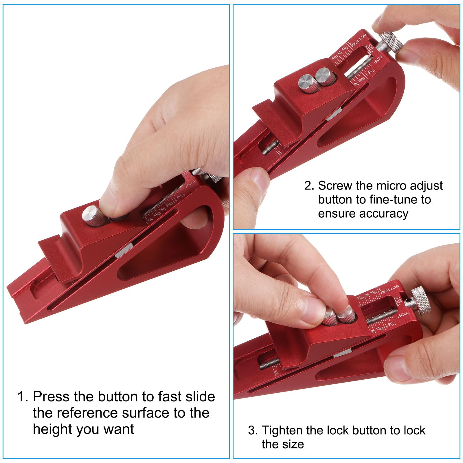 uxcell Adjustable Setup Block Height Gauge Quick Adjustment 1/64" up to 1-1/16" Range - Image 4