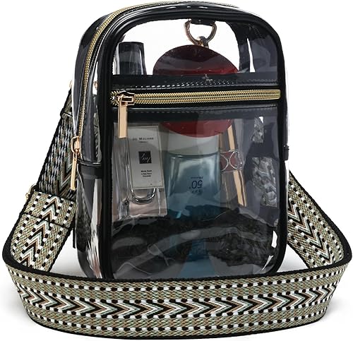 Bunnychill Bolsa transparente aprobada para estadios, bolsa cruzada transparente para mujer, bolsas transparentes para estadios para eventos