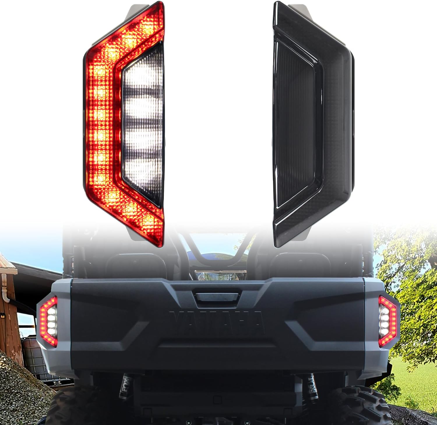 LED Taillights Compatible with 2021-2025 Yamaha Wolverine RMAX2/ RMAX4 1000 Accessories Smoked Black Tail Brake Light Taillamp 2PCS Replacement for B8K-H4710-00-00