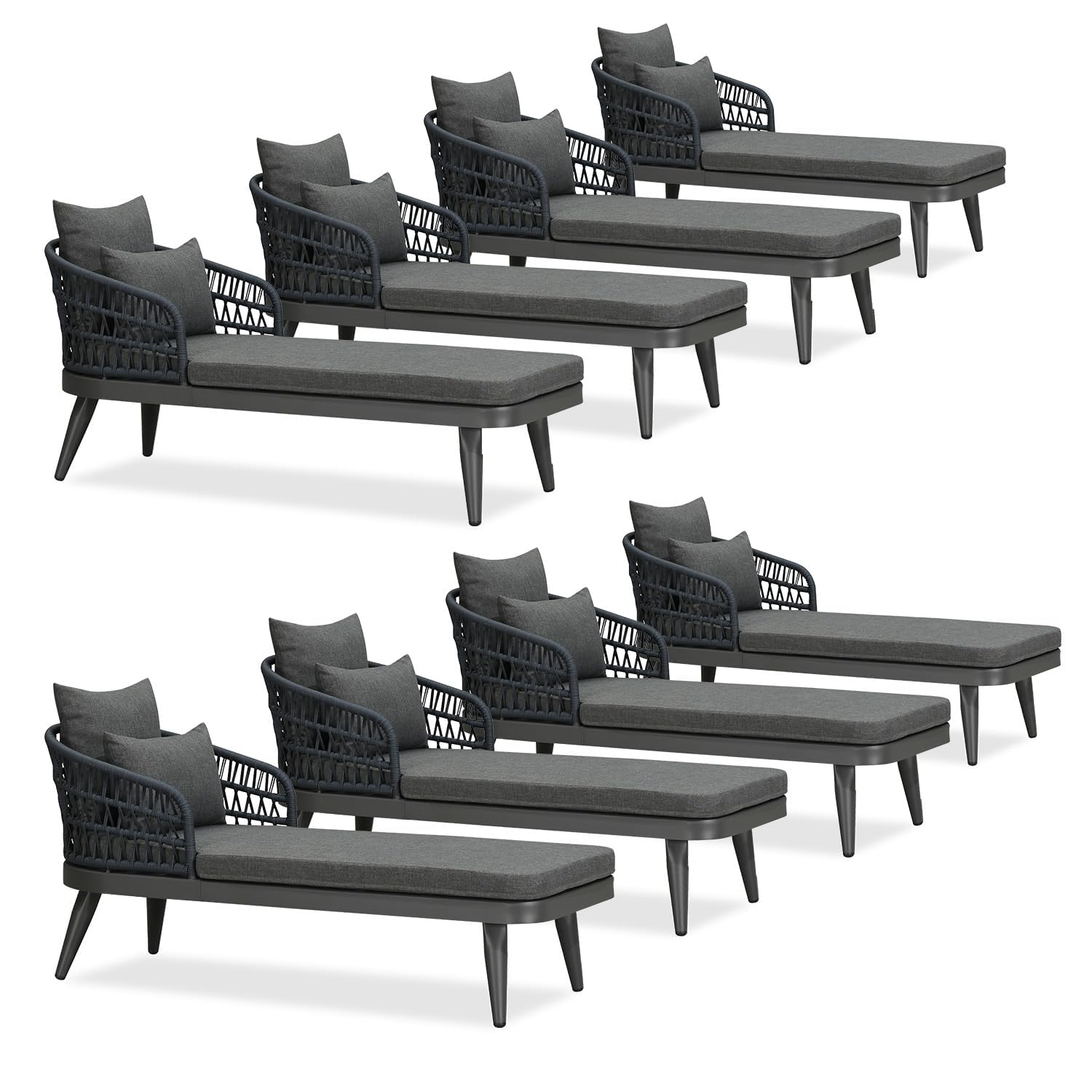 PURPLE LEAF Pool Lounge Chair with Dual Pillows &amp; Thick Cushions Aluminum
