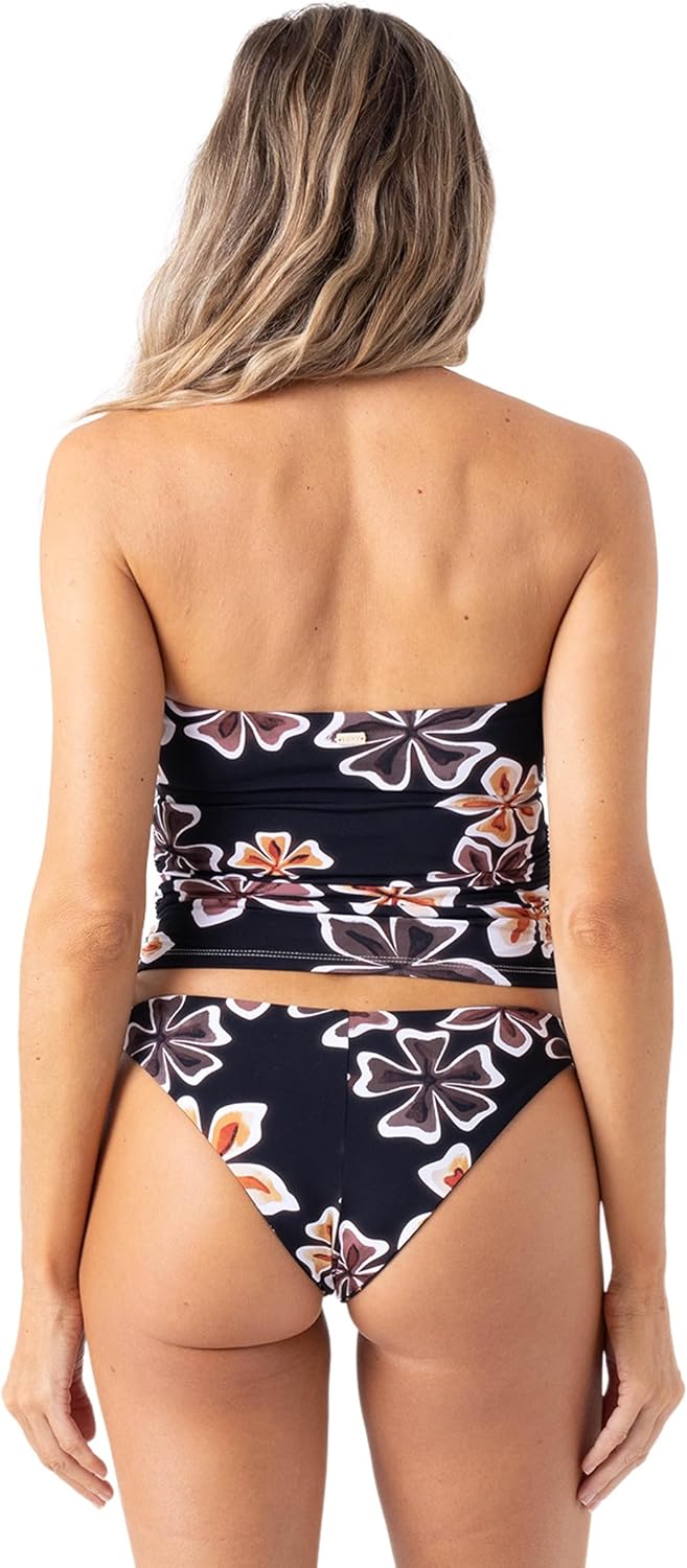 Roxy Women's Bandeau Tankini Top Swim Shirt with with Detachable Straps and Removable Cups