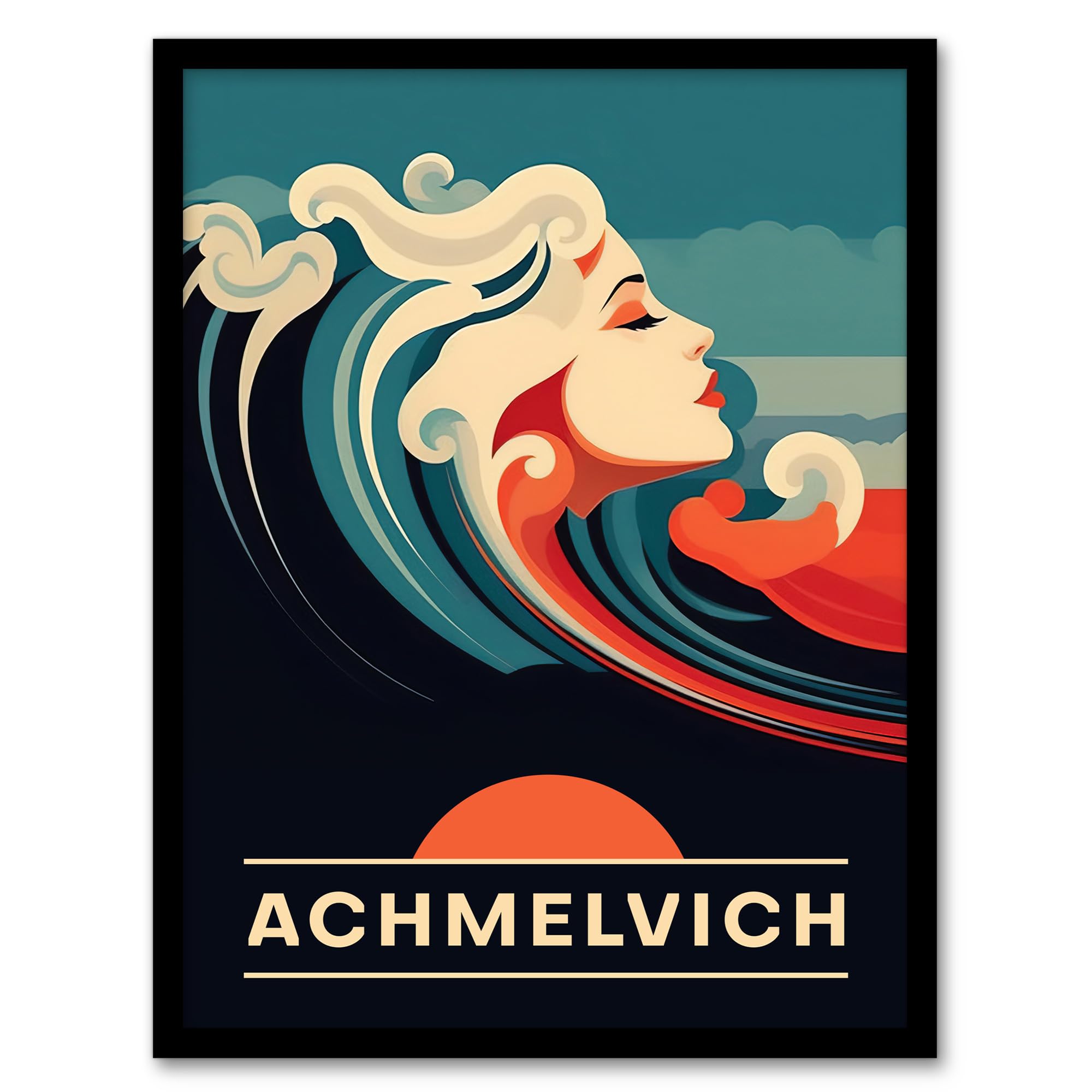 Artery8 The Seaside Calls Achmelvich Beach Lochinver Scotland UK Sunset Woman of the Waves Sea Siren Ocean Art Print Framed Poster Wall Decor 12x16 inch