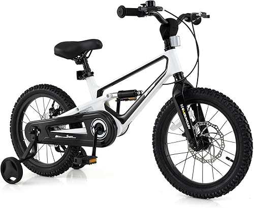 Miniatura 11 de BABY JOY Bicicleta para niños, bicicleta deportiva de aleación ligera de 16 pulgadas con frenos de disco dual, ruedas de entrenamiento, suspensión