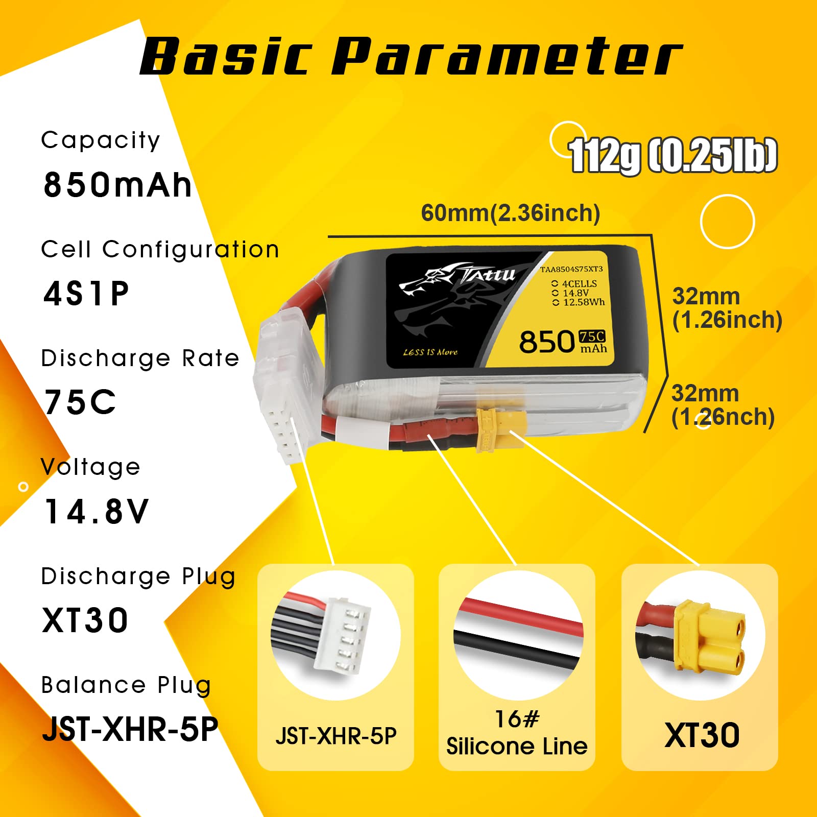 Tattu 4S LiPo Battery 3700mAh 14.8V 45C Lipo Battery with XT60 Plug for FPV Racing Quad Copter Drone Airplane Flight Blackout Mini Spider Hex 330 360
