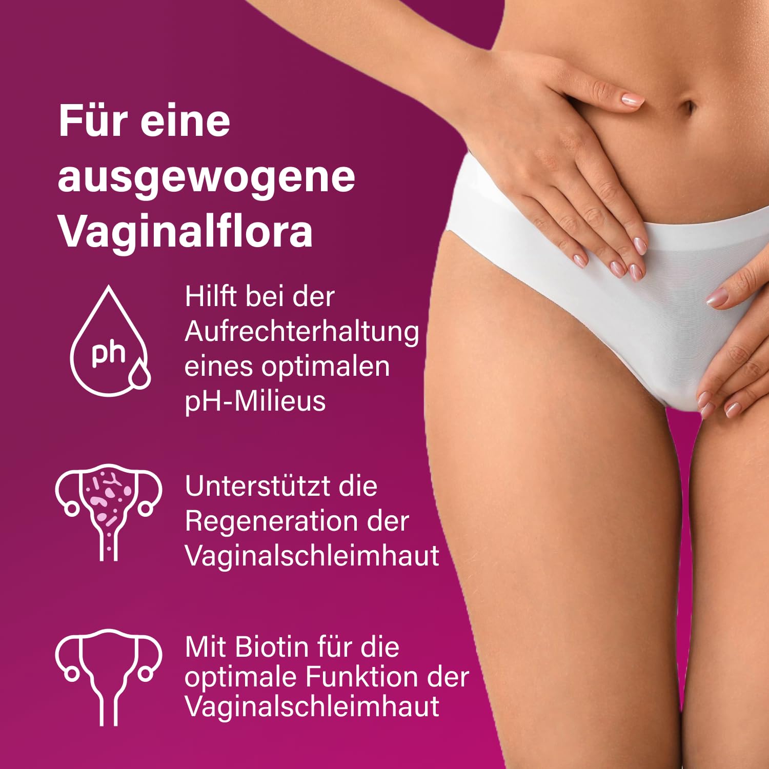 Nupure® Lacto Intim Milchsäurebakterien für Scheide, Zur Regulierung von Vaginalbakterien, Plus Biotin für die Schleimhäute, Orale Einnahme, Vaginal Probiotics, 60 Kapseln, Vegan, laktosefrei.