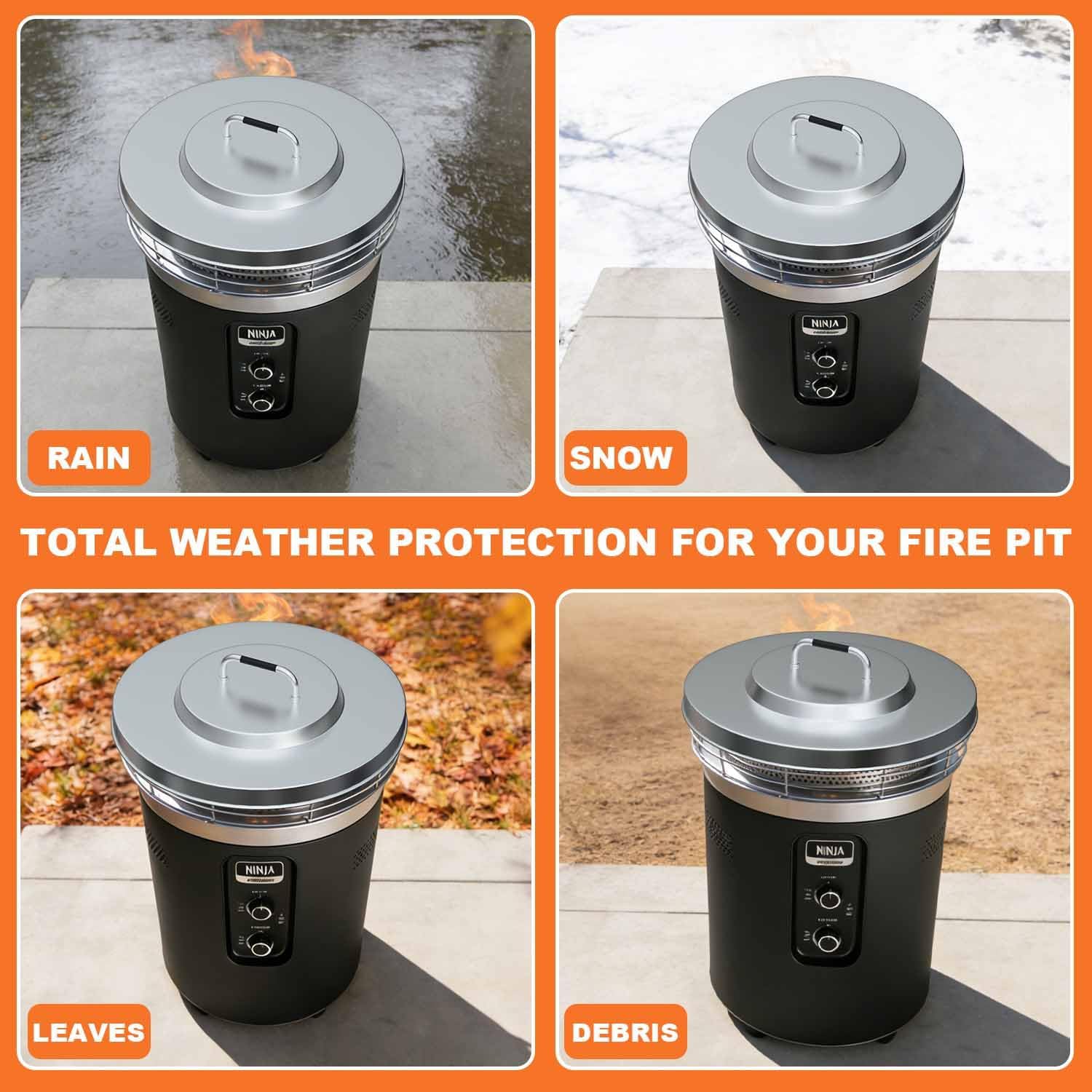 Fire Pit Lid for Ninja Fireside360 Outdoor Heater & Fire Pit, 22.2" Stainless Steel Fire Pits Round Lid with Handle for Ninja Fireside360, Outdoor Fire Pit Accessories