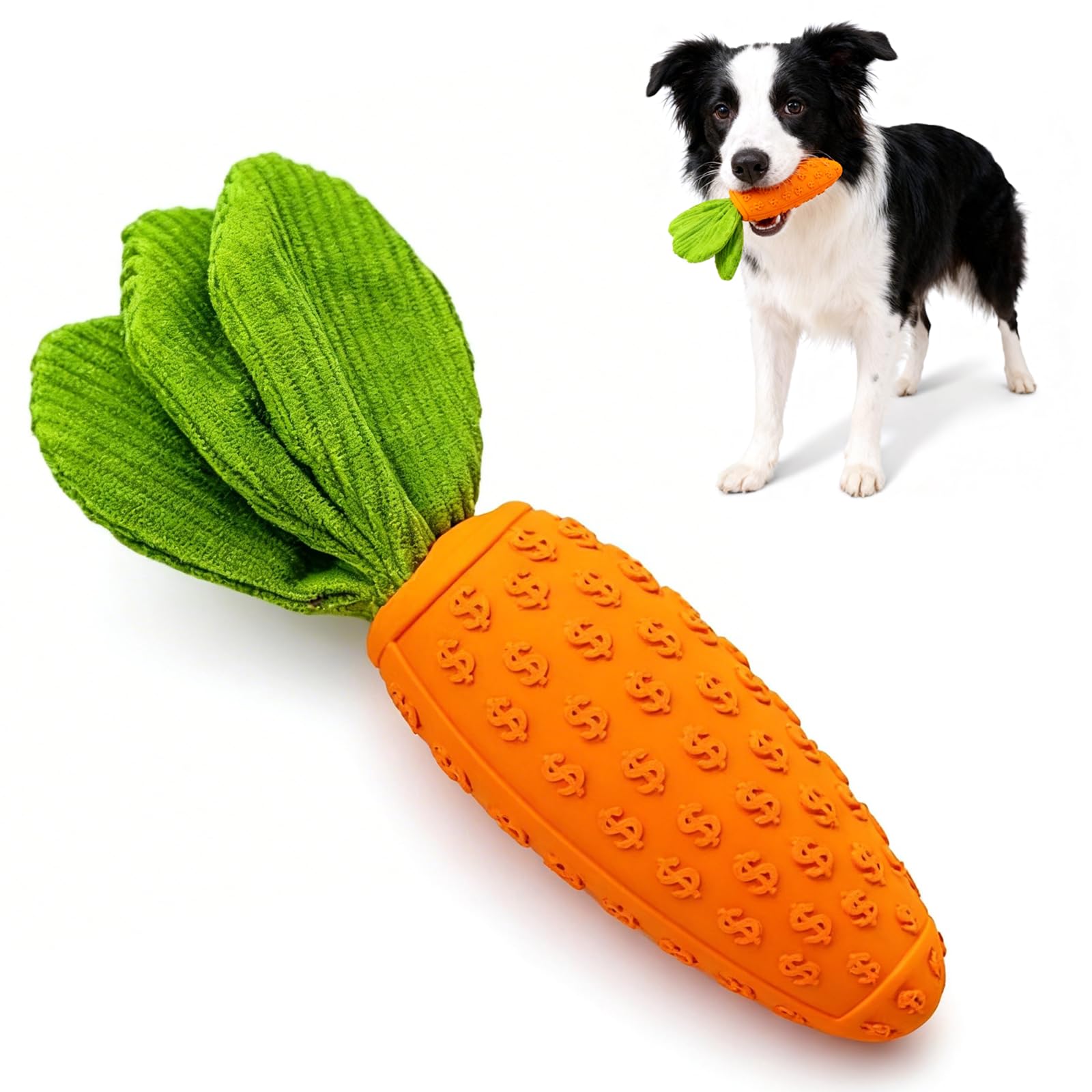 Qwrqwr Dog Toys Chew Carrot Squeaky Puppy Teething Toy for Boredom Safe Rubber Carrots for Dogs Presents