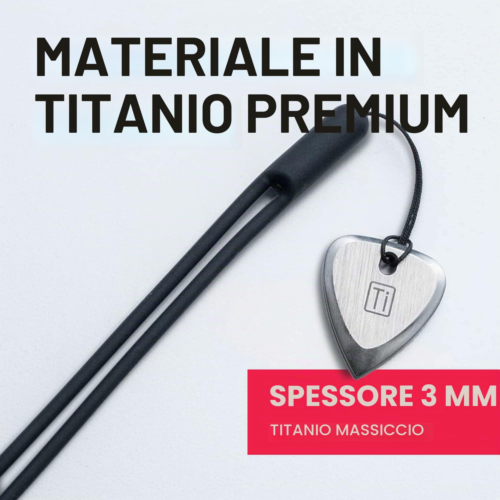 GPCA Plettro per chitarra in titanio, spessore 3 mm, per chitarra, basso e ukulele, viene fornito con cinturino da polso, accessori indispensabili per chitarra, regalo per musicisti e amanti della