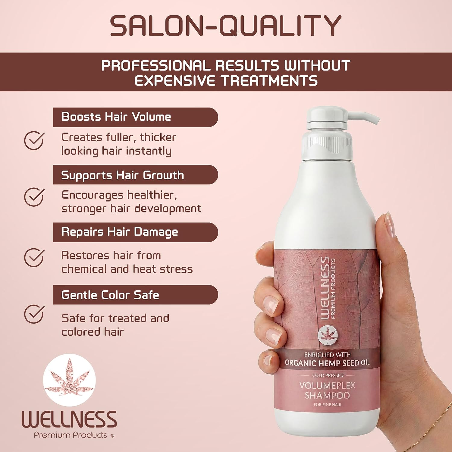 Wellness Premium Volumeplex Volumizing Shampoo for Fine Hair, 1L image 3