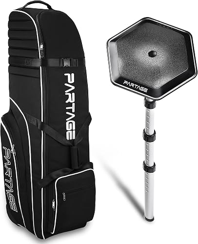 Partage Golf Travel Bag with Support System, Golf Travel Case for Airlines, 900D Heavy Duty Oxford -Black
