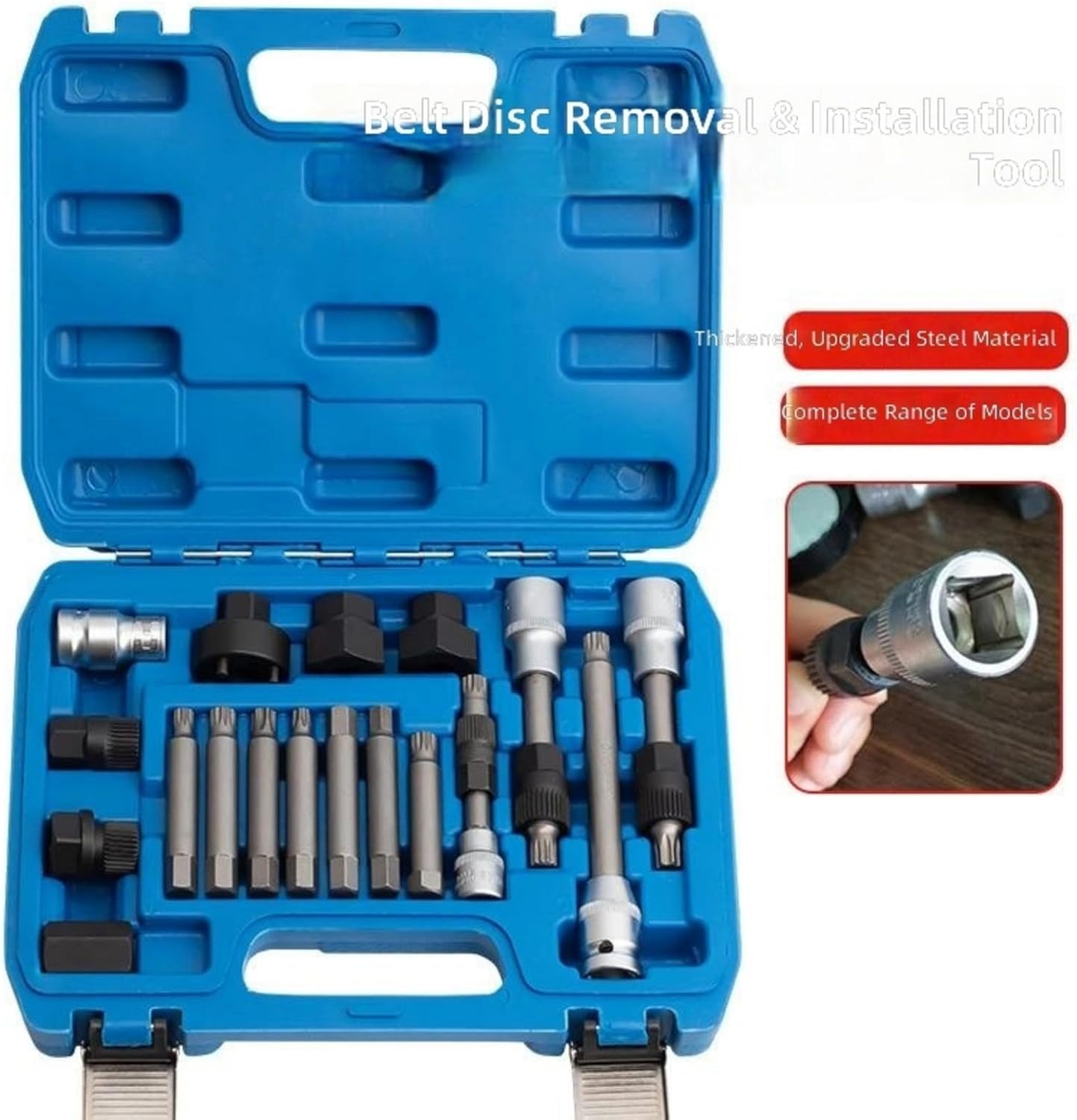 18Pcs Multipurpose Automobile Pulley Puller Tool Set Includes Carrying Case for Easy Storage Freewheels Remover Tool